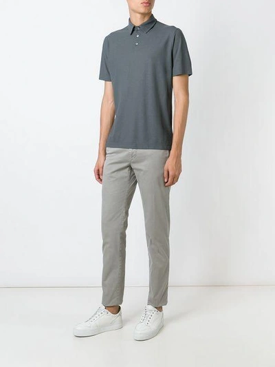 Shop Zanone Short-sleeve Polo Shirt In Grey