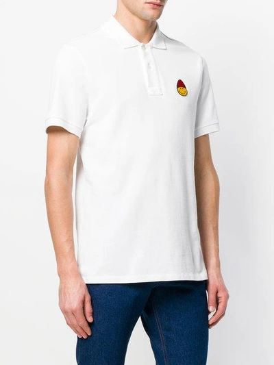 Shop Ami Alexandre Mattiussi Polo Shirt Smiley Patch In White