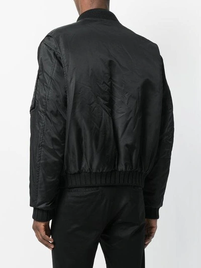 Shop Les Hommes Zipped Bomber Jacket In Black