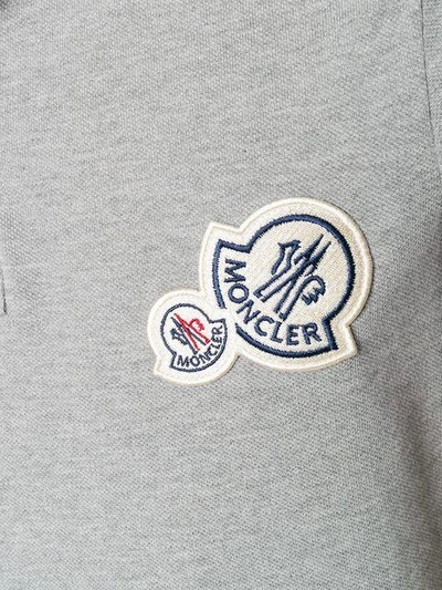 Shop Moncler Logo Polo Shirt - Grey