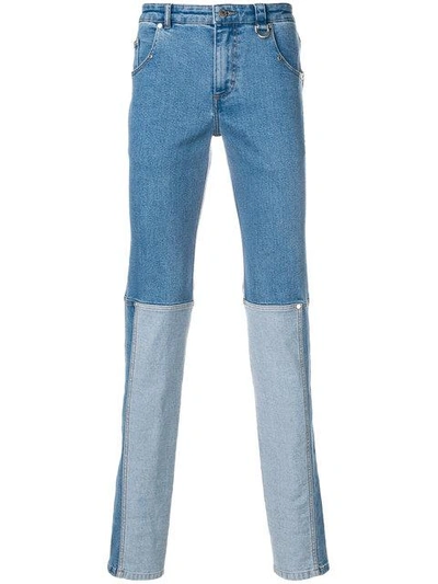Shop Icosae Panelled Slim-fit Jeans - Blue