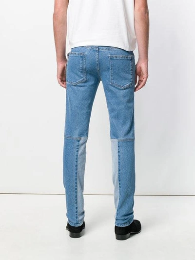 Shop Icosae Panelled Slim-fit Jeans - Blue
