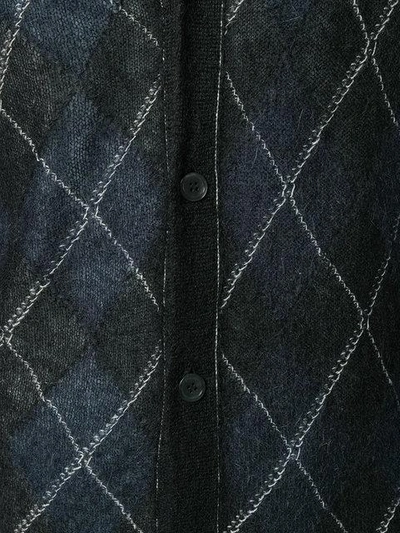 Shop Marni Semi-sheer Diamond Check Cardigan - Blue