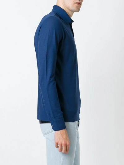 Shop Zanone Longsleeved Polo Shirt - Blue