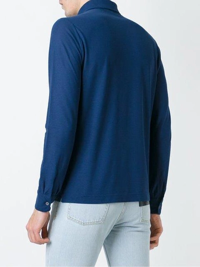 Shop Zanone Longsleeved Polo Shirt - Blue