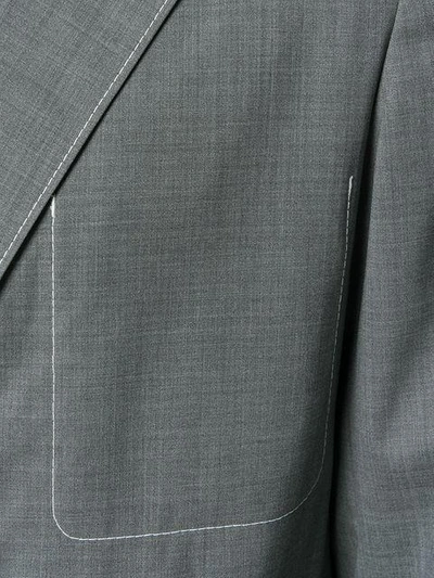 Shop Prada Contrast Stitch Blazer In Grey