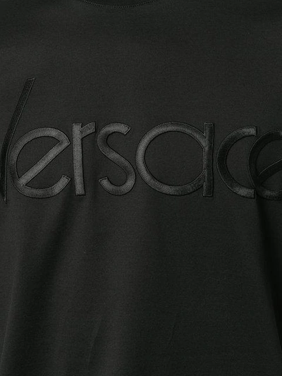 Shop Versace Logo T-shirt In Black