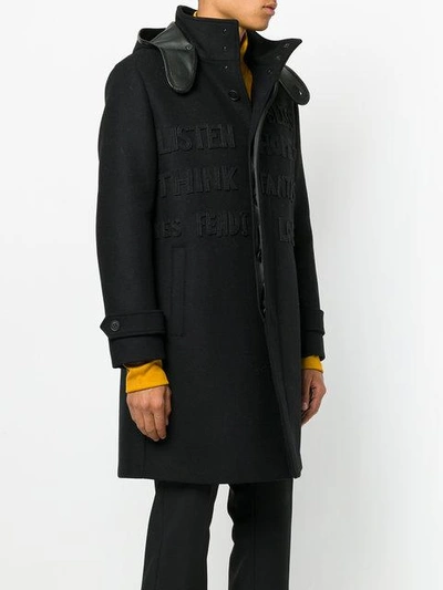 Shop Fendi Lettered Coat In Qa1 Black