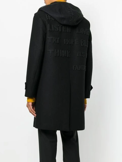Shop Fendi Lettered Coat In Qa1 Black