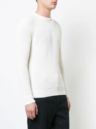 Shop Ami Alexandre Mattiussi Ribbed Knit Sweater In White