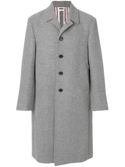 Shop Thom Browne Long Relaxed Bal Collar Overcoat In Grey