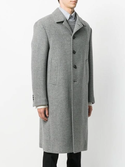 Shop Thom Browne Long Relaxed Bal Collar Overcoat In Grey