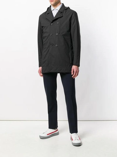 Shop Norwegian Rain Double Breasted Caban Raincoat In Black