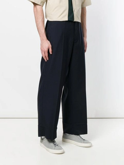 Shop Marni Cropped Chino Trousers - Blue