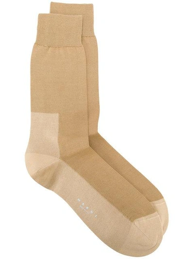 Shop Marni Tonal Colour Block Socks - Nude & Neutrals