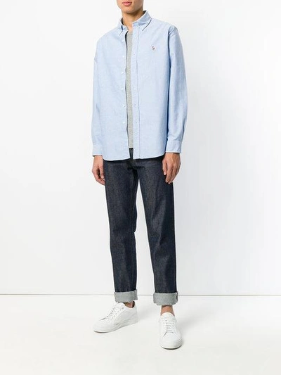 Shop Ralph Lauren Logo Embroidered Shirt In Blue