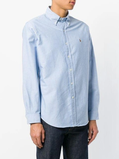 Shop Ralph Lauren Logo Embroidered Shirt In Blue