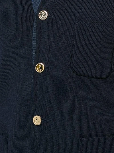 Shop Thom Browne Ribbed-knit Blazer In Blue