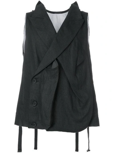 Shop Yohji Yamamoto Wrap Waistcoat  In Black