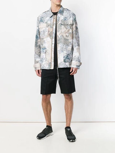 Shop Les Benjamins Printed Shirt Jacket