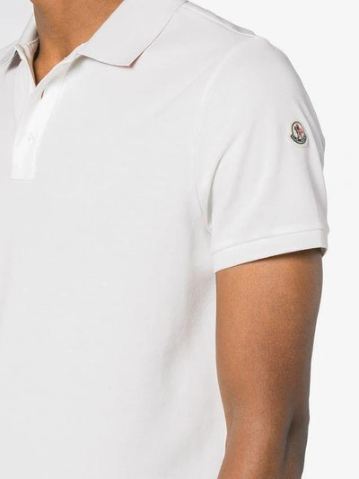 Shop Moncler Knitted Polo Shirt In White