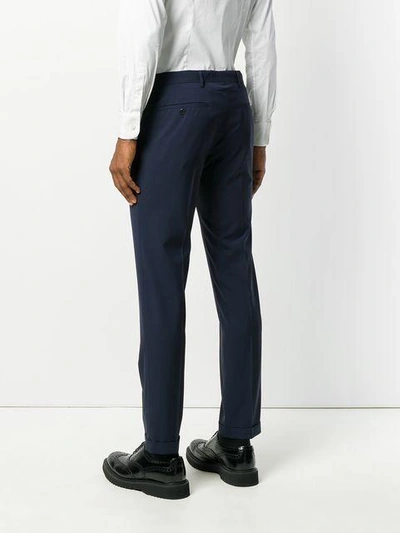 Shop Prada Slim Tailored Trousers - Blue