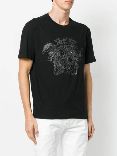 Shop Versace Embroidered Medusa T-shirt - Black