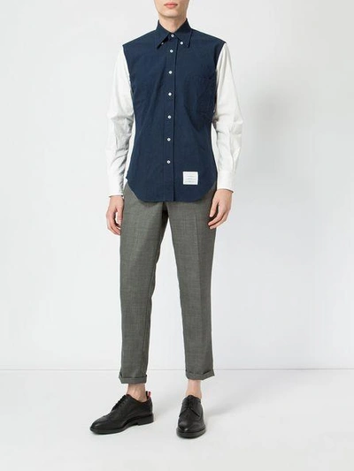 Shop Thom Browne Contrasting Button-down Shirt - White