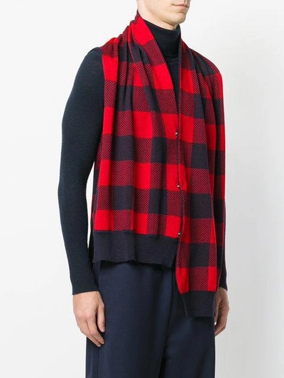 Shop Lucio Vanotti Checked Draped Pullover - Red