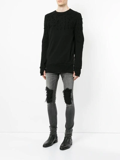 Shop Fagassent Frayed Details Sweatshirt In Black