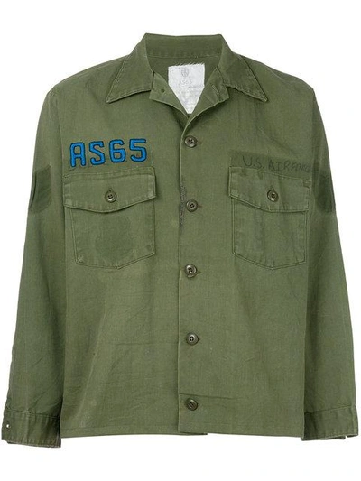 Shop As65 Flaming Embroidered Overshirt In Green