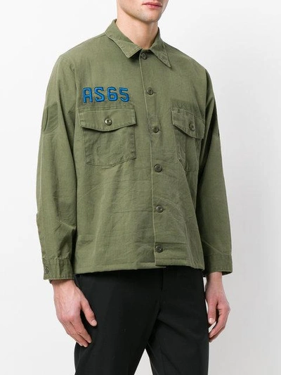 Shop As65 Flaming Embroidered Overshirt In Green
