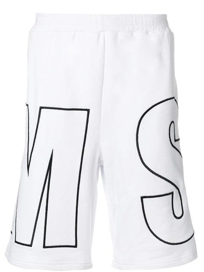 Shop Msgm Logo Print Track Shorts In White