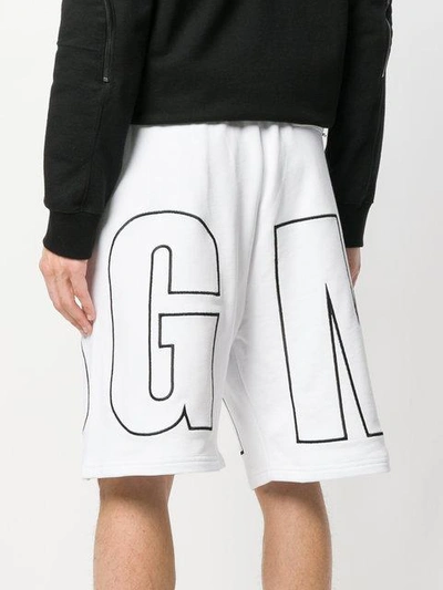 Shop Msgm Logo Print Track Shorts In White