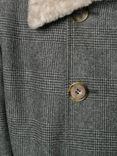 Alexander Mcqueen Shearling Collar Check Jacket In Grey