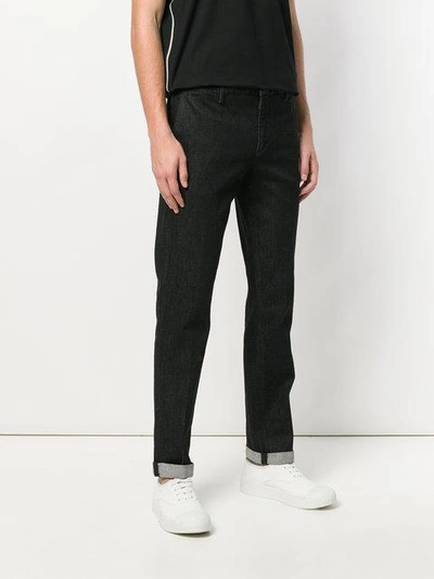 Shop Prada Denim Tailored Trousers - Black