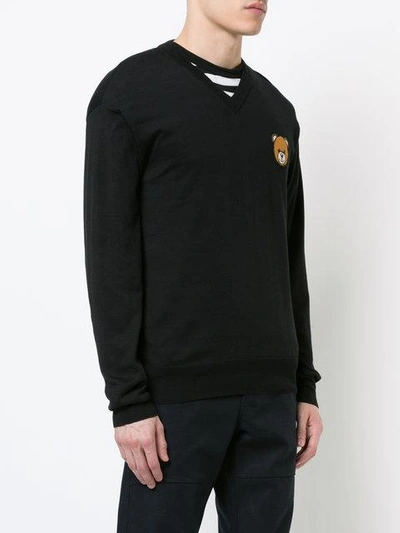 Shop Moschino Teddy V-neck Sweater - Black