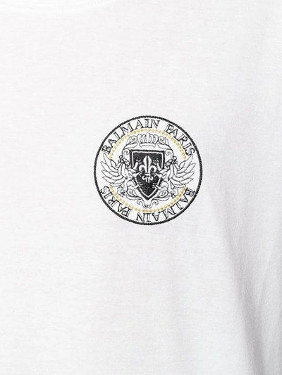 Shop Balmain Logo Embroidered T-shirt - White