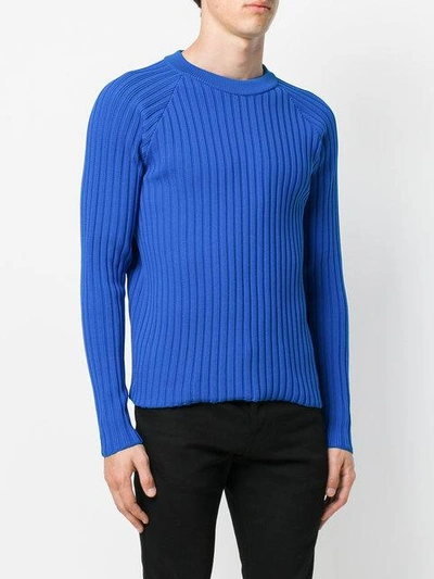 Shop Ami Alexandre Mattiussi Ribbed Raglan Sleeves Sweater In Blue