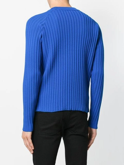 Shop Ami Alexandre Mattiussi Ribbed Raglan Sleeves Sweater In Blue
