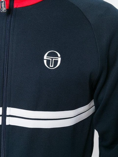 Shop Sergio Tacchini Striped Detail Sports Jacket In Blue