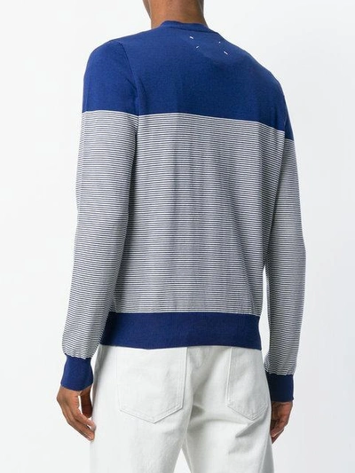 Shop Maison Margiela Paneled Striped Cardigan In Blue