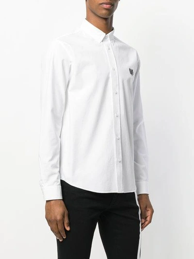 Shop Kenzo Tiger Logo Embroidered Shirt - White