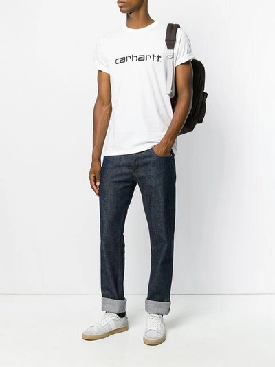 Shop Carhartt Logo Patch T-shirt In 02.90 White/black