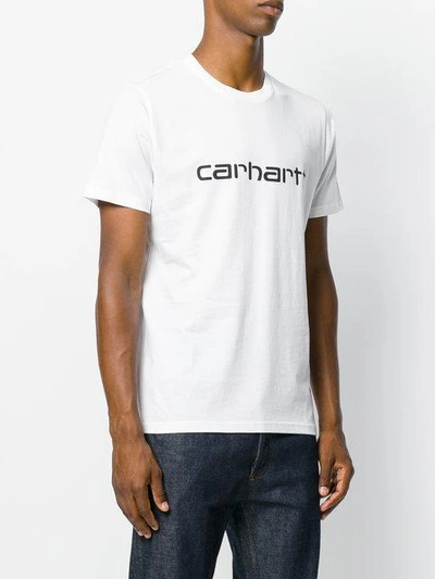 Shop Carhartt Logo Patch T-shirt In 02.90 White/black