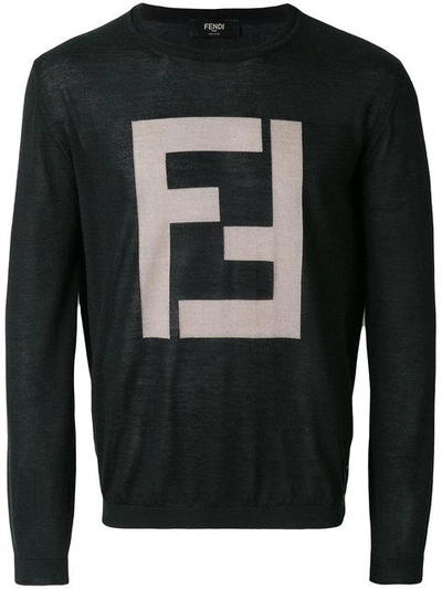 Shop Fendi Ff Logo Jumper In Black