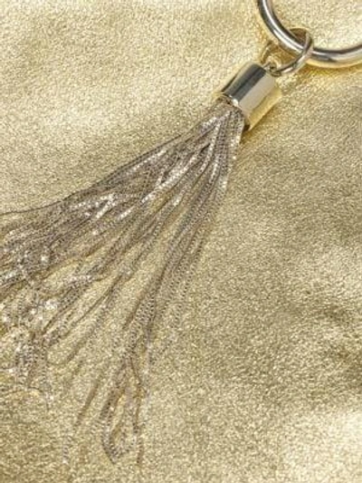 Shop Jimmy Choo Women's Callie Tassel Metallic Leather Clutch In Gold