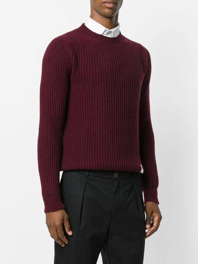 Shop Department 5 Destroyed Crew Neck Ribbed Jumper - Red