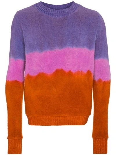 Shop The Elder Statesman Striped Dyed Cashmere Sweater - Multicolour