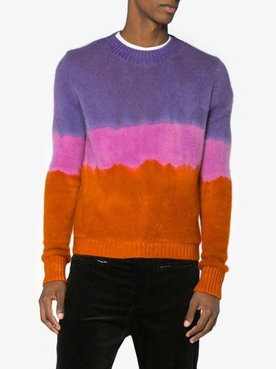 Shop The Elder Statesman Striped Dyed Cashmere Sweater - Multicolour